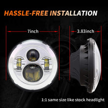 7 Inch LED Headlights with Mounting Bracket DOT Motorcycle Headlamp Kit For Touring Street Glide Road King Electra Glide Ultra Classic Fat Boy Tri Cvo Heritage Softail Slim Delux Ultra Limited Chrome