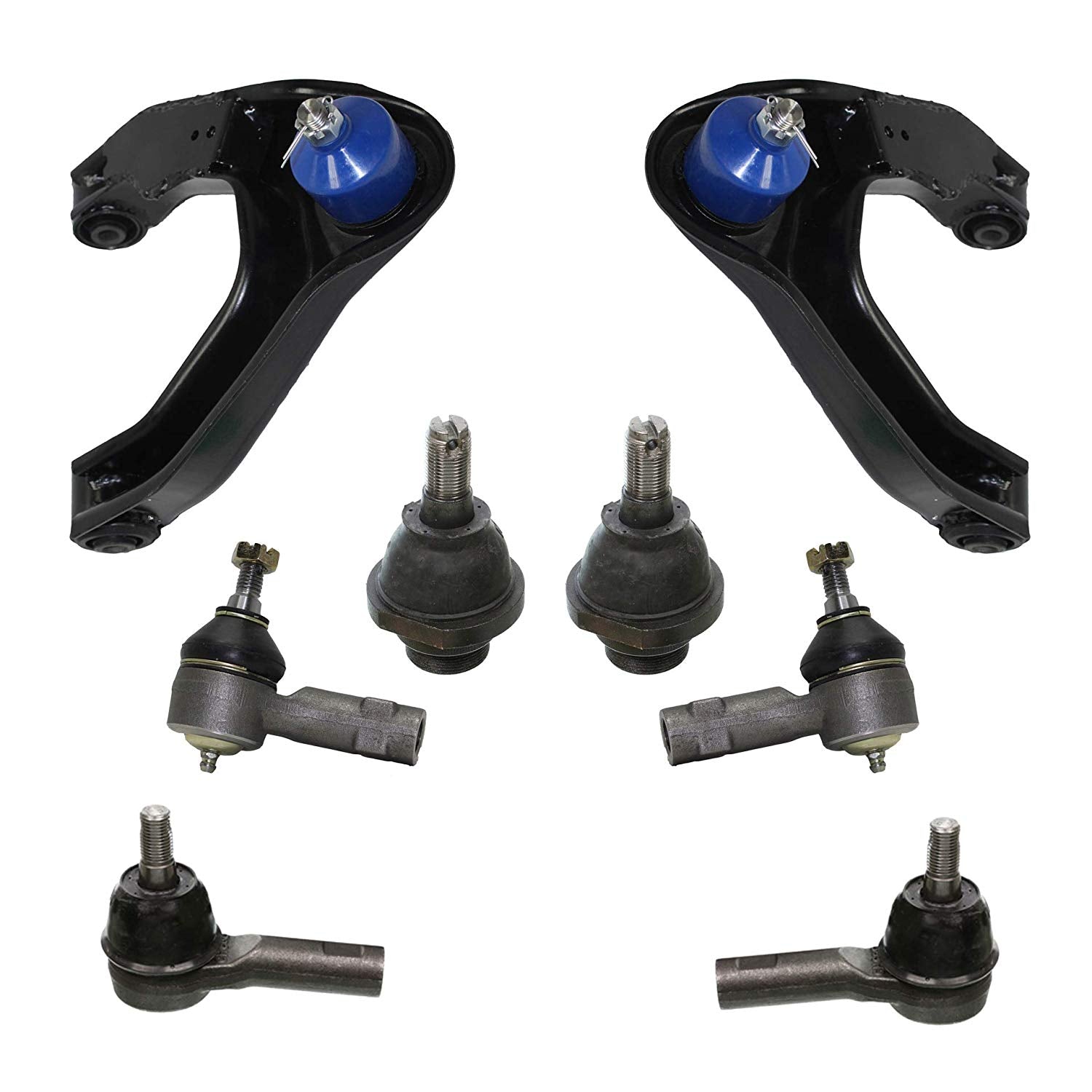 Detroit Axle - 8PC Front Upper Control Arm w/Ball Joint, Inner and Outer Tie Rod Kit for 2000 2001 2002 2003 2004 Nissan Frontier 3.3L - [2000-2004 Xterra]