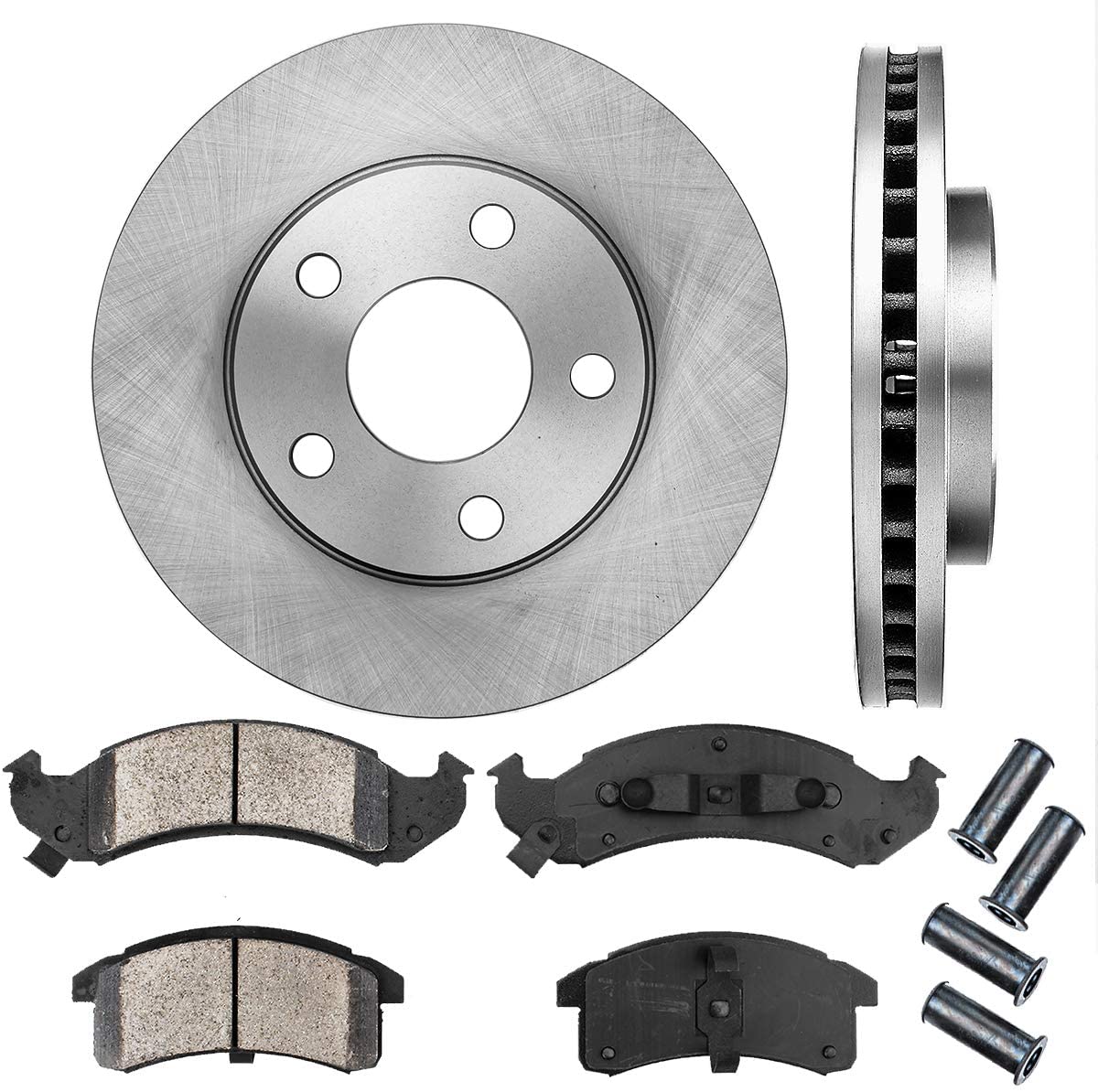 CRK11285 FRONT 278 mm Premium OE 5 Lug [2] Brake Disc Rotors + [4] Ceramic Brake Pads + Clips