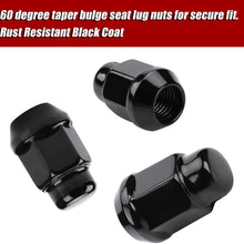 Flycle 20PCS 1.4 inch Black 12x1.5 Closed End Bulge Acorn Lug Nuts - Cone Seat - 19mm Hex Wheel Lug Nut for Acura Integra Buick Cadillac Chevrolet Chrysler Dodge Ford GMC Honda Hyundai Lexus