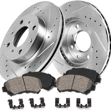 Callahan CDS03305 FRONT 256mm Drill/Slotted 4 Lug [2] Rotors + Brake Pads + Clips [fit Aveo Optra Spark Pontiac G3 Wave]