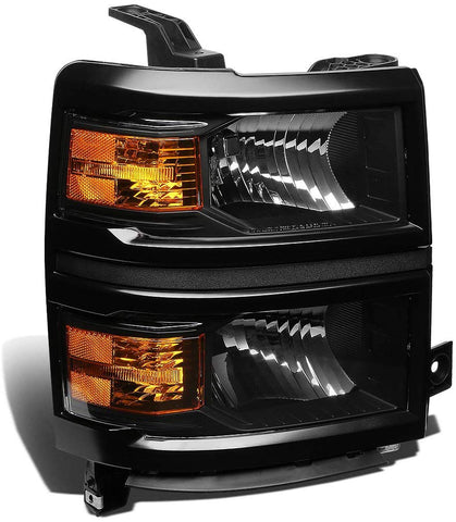 GM2503389 OE Style Black Housing Passenger/Right Side Headlight Lamp for Chevy Silverado 14-15