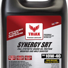 Triax Synergy SRT 10W-40 Full Synthetic High Mileage | SN Plus API Licensed | Moly & Boron Friction Modified | 15,000 Miles or 2 Years (1 Gal)