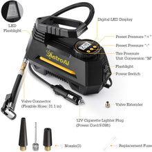 AstroAI Air Compressor Tire Inflator, Portable Air Pump for Car Tires 12V DC Auto Tire Pump with Digital Pressure Gauge, 100PSI with Emergency LED Light for Car, Bicycle (Renewed)