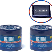 Ozium Smoke Odor Eliminator Gel - Glycolized Air Freshener Eliminates Smoke, Malodors and Reduces Airborne Bacteria, 4.5 Oz Blue Gel, Original Scent (2 Pack) Pocket Tissues Included