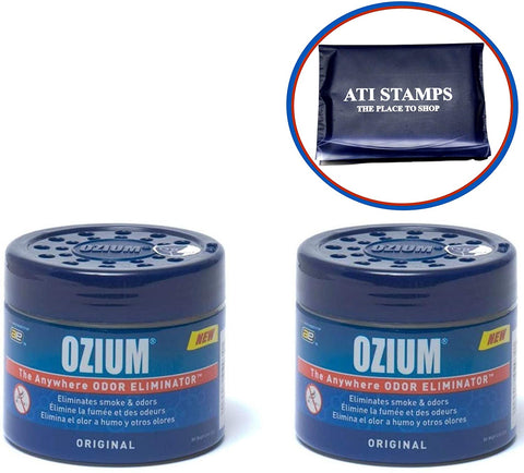 Ozium Smoke Odor Eliminator Gel - Glycolized Air Freshener Eliminates Smoke, Malodors and Reduces Airborne Bacteria, 4.5 Oz Blue Gel, Original Scent (2 Pack) Pocket Tissues Included