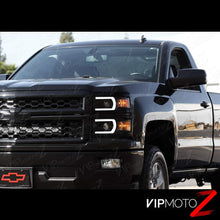 VIPMOTOZ Neon Tube Projector Headlight Assembly For 2014-2015 Chevy Silverado 1500 - Matte Black Housing, Smoke Lens, Driver and Passenger Side