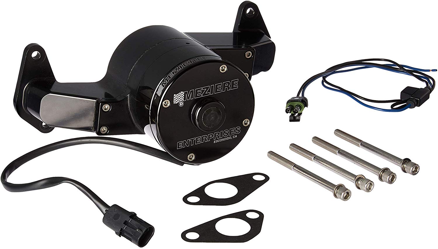 Meziere WP308S Black High Flow Electric Water Pump for Big Block Ford