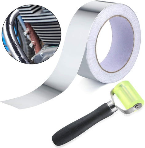 30 Meter Aluminum Foil Tape Finishing Sealing Tape with 1 Pack Car Sound Deadener Auto Noise Filter Application Insulation Tool Rolling Wheel Roller for Car Sound Deadening Installation