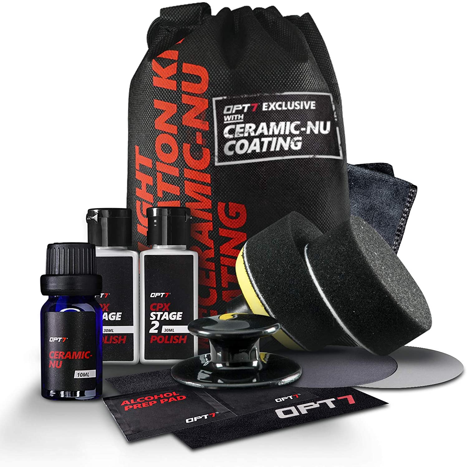 OPT7 Headlight Restoration Kit w/excl Ceramic Nu Coating – Professional Detailers Grade –Lens Polisher Drill Set.