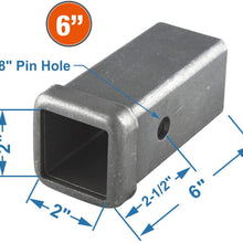 TOPTOW 64453 Trailer Hitch Receiver Tube Weld on Raw Steel for 2 Inches Hitch Receiver, 6 inch Length