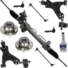 Detroit Axle - 10PC Complete Power Steering Rack and Pinion Assembly [WITH EVO SENSOR] w/Inner & Outer Tie Rods, Front Wheel Hub & Bearing Assembly, Front Lower Control Arms w/Ball Joint, Sway Bars
