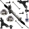 Detroit Axle - 10PC Complete Power Steering Rack and Pinion Assembly [WITH EVO SENSOR] w/Inner & Outer Tie Rods, Front Wheel Hub & Bearing Assembly, Front Lower Control Arms w/Ball Joint, Sway Bars