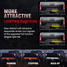 MIHAZ LED Tailgate Light Bar - 48" Triple Row 5-Function Strip Light Running, Brake, Sequential Amber Turn Signal, Reverse Tail Light for Pickup Trailer SUV RV VAN, No Drill Install 1yr-Warranty