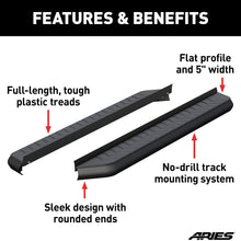 ARIES 2051970 AeroTread 70-Inch Black Stainless Steel SUV Running Boards, Brackets Sold Separately