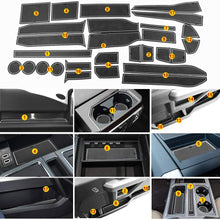 JIECHEN Custom Fit Cup Holder, Door, and Center Console Liner Accessories for Ford F-150 2017 2018 2019 2020 28-pc Set (Carbon Fiber Pattern - White)