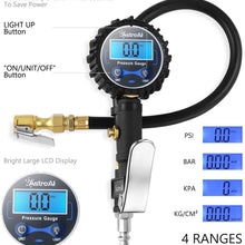 AstroAI ATG250 Digital Tire Inflator with Pressure Gauge, 250 PSI Air Chuck and Compressor Accessories Heavy Duty with Rubber Hose and Quick Connect Coupler for 0.1 Display Resolution