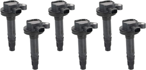 Ignition Coil Pack Set of 6 - Compatible with Ford, Mercury, Mazda & Lincoln Vehicles - 3.5L, 3.7L V6 Edge, F150, Explorer, Mustang, Taurus X, MKZ - Replaces 7T4E-12A375-EE, DG520, 7T4Z12029E, DG-520