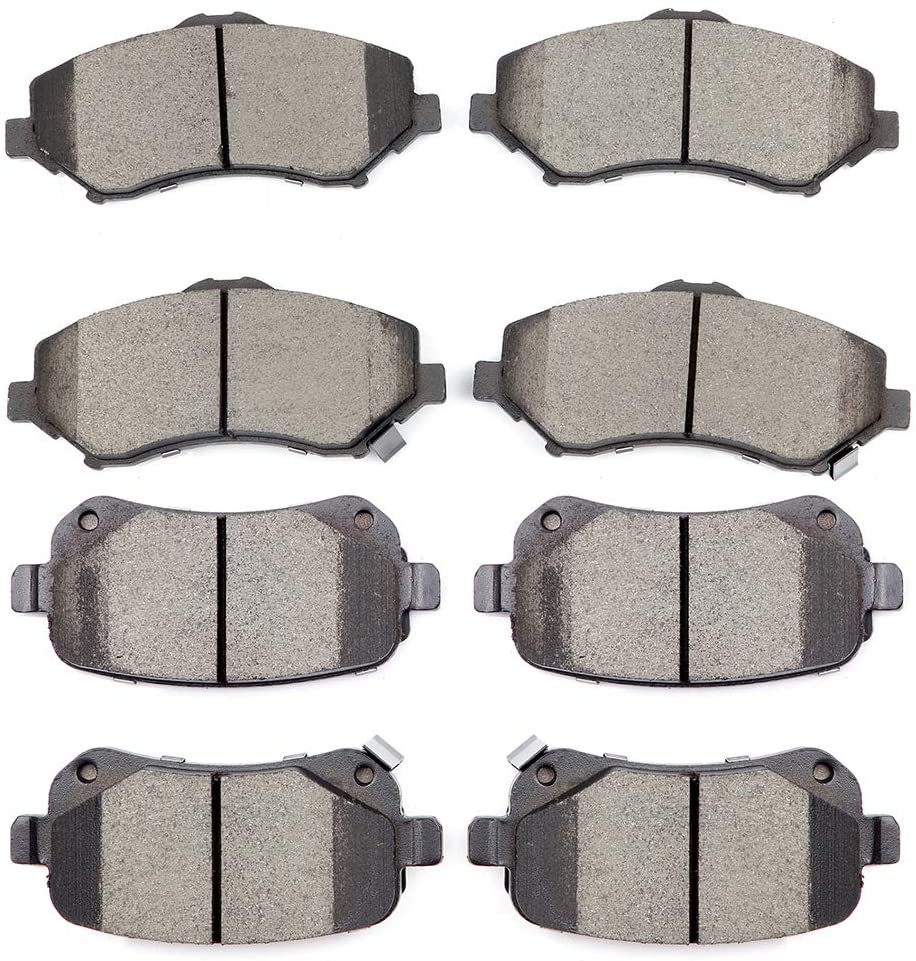SCITOO Ceramic Front Rear Disc Brake Pad Set fit for 2008-2012 Chrysler Town & Country, 2008-2012 Dodge Grand Caravan, 2009-2013 Dodge Journey, 2012 Ram C/V, 2009-2012 Volkswagen Routan