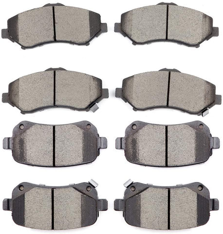 SCITOO Ceramic Front Rear Disc Brake Pad Set fit for 2008-2012 Chrysler Town & Country, 2008-2012 Dodge Grand Caravan, 2009-2013 Dodge Journey, 2012 Ram C/V, 2009-2012 Volkswagen Routan