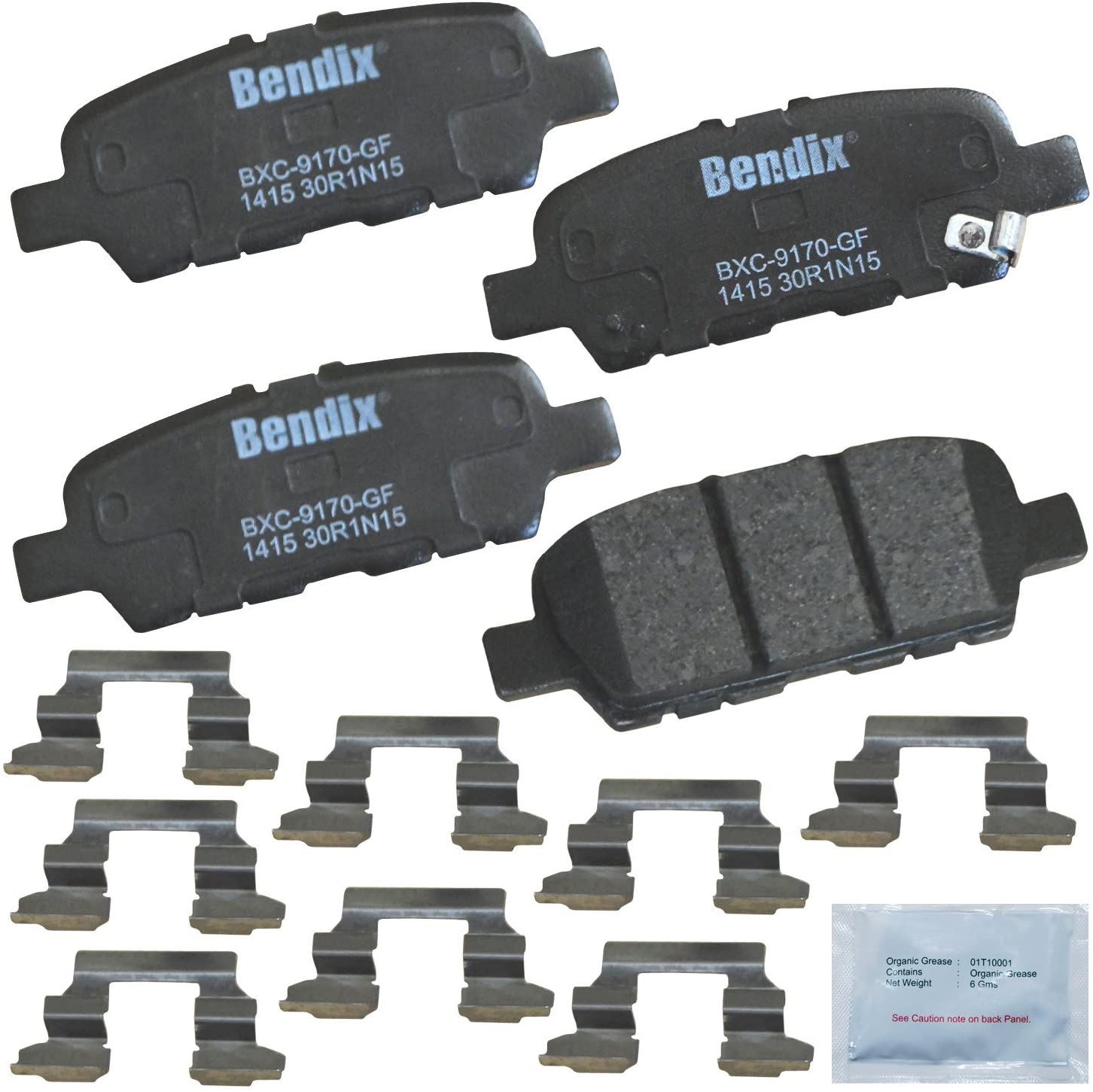 Bendix Premium Copper Free CFC1415 Ceramic Brake Pad (with Installation Hardware Rear)