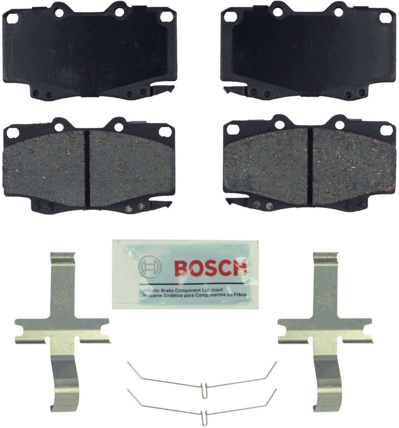 Bosch BE799H Blue Disc Brake Pad Set with Hardware for Select Toyota Hilux and Tacoma Trucks - FRONT