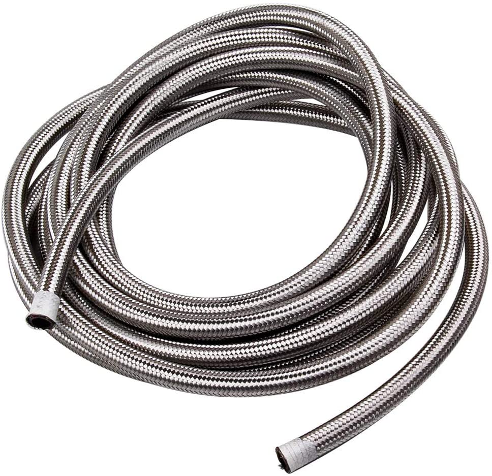 AN8-8AN 20FT Stainless Steel Braided Fuel Oil Gas Line Hose