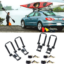 AA-Racks 2 Pair J-Bar Rack Roof Top Mount with 16 Ft Ratchet Lashing Straps, Folding Carrier for Your Canoe, SUP and Kayaks on SUV Car Truck