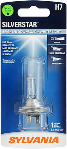 SYLVANIA - H7 SilverStar - High Performance Halogen Headlight Bulb, High Beam, Low Beam and Fog Replacement Bulb, Brighter Downroad with Whiter Light (Contains 1 Bulb)