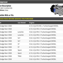 A/C Compressor - Compatible with 2006-2009 Dodge Ram 3500