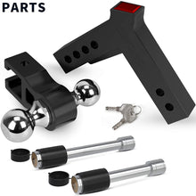 oEdRo Adjustable Trailer Hitch Ball Mount/Forged Aluminum Shank, 2" Receiver/6" Drop 2" & 2-5/16" Combo Tow Balls w/Double Pin Key Locks, 12500 lbs, Anodized Black