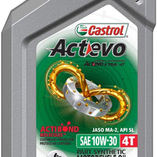 Castrol 06119 ACTEVO 4T 10W-30 Part Synthetic Motorcycle Oil, 1 Quart Bottle, 6 Pack