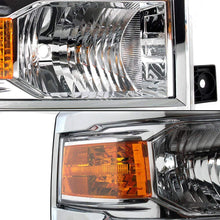 For 2014 2015 Chevy Silverado 1500 Pickup Truck Chrome Clear Headlight Lamp Assembly Driver + Passenger Side