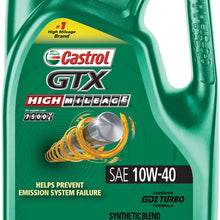 Castrol 03111 GTX High Mileage 10W-40 Synthetic Blend Motor Oil, 5 Quart, 3 Pack