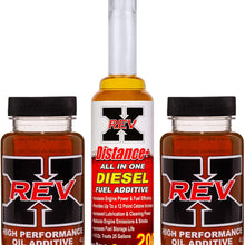 REV X Diesel Kit - 8 fl. oz. Distance+ Fuel System Cleaner & Two 4 fl. oz. High Performance Oil Additive