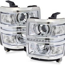For 14-16 Chevy Silverado 1500 LED Projector Pair Headlights Headlamps Clear len/Reflector Lamp