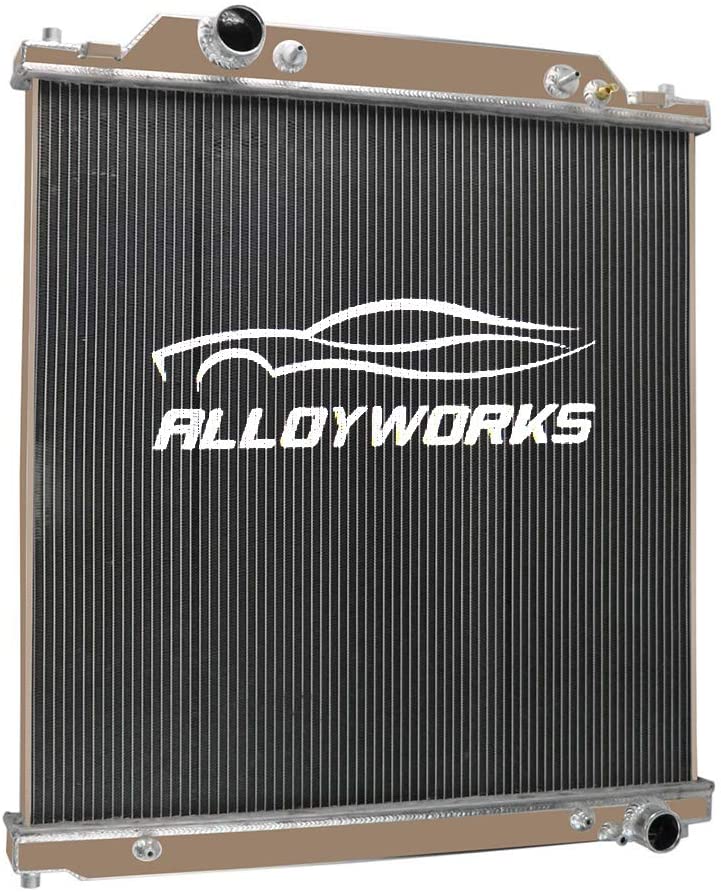 ALLOYWORKS 4 Row Core Aluminum Radiator For 2003-2007 Ford F250 F350 F450 F550 F53 6.0L Turbo Diesel Powerstroke