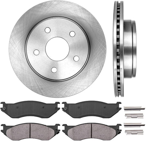 CRK11948 FRONT 336mm Premium OE 5Lug [2] Brake Rotors + Ceramic Pads + Clips [fit 2004-2006 Dodge Durango 2002 Ram 1500]