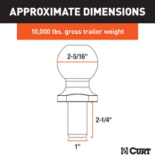 CURT 40007 Chrome Trailer Hitch Ball, 10,000 lbs, 2-5/16-Inch Diameter, 1 x 2-1/4-Inch Shank