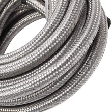20 Feet 6AN AN6 3/8" Fuel Line Hose Braided Stainless Steel Oil Gas Fuel Hose CPE Synthetic Rubber Line Silver