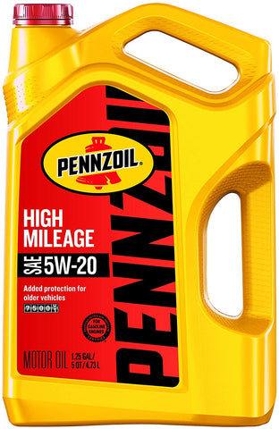 Pennzoil 550045196-3PK Platinum High Mileage Full Synthetic 5W-20 Motor Oil (SN), 5 Quart, 3 Pack