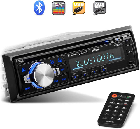 Sound Storm Laboratories SDC26B Car Stereo - Single Din, Bluetooth Audio and Hands-Free Calling, Built-in Microphone, MP3 Player, CD, USB Port, AUX Input, AM/FM Radio Receiver, Wireless Remote Control