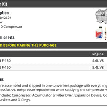 A/C Compressor Kit - Compatible with 2005-2006 Ford F-150 4.6L 5.4L V8 (with FS10 Compressor)