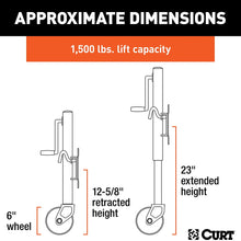 CURT 28156 Marine Boat Trailer Jack with 6-Inch Wheels, 1,500 lbs. 10-3/8 Inches Vertical Travel