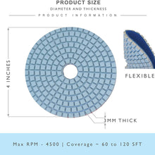Diamond Polishing Pads 4 inch Wet/Dry 8 Piece Set Granite Stone Concrete Marble