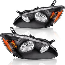 AUTOSAVER88 Headlight Assembly Compatible with 2003-2008 Toyota Corolla Black Housing Amber Reflector Clear Lens (Driver & Passenger Side)