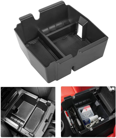 EBESTauto Car Center Console Organizer Storage Box for 2018-2019 JL Center Console Organizer Tray Insert ABS Black Materials, Armrest Box Storage Inserts Accessories, 1PCS