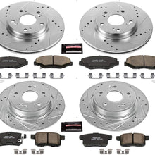 Power Stop K6491 Front & Rear Brake Kit with Drilled/Slotted Brake Rotors and Z23 Evolution Ceramic Brake Pads