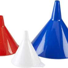 KarZone All Purpose Automotive Funnels - Red, White, Blue - Oil, Gas, Lubricants and Fluids