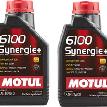 Motul 108646 Set of 2 6100 Synergie+ 10W-40 Motor Oil 1-Liter Bottles